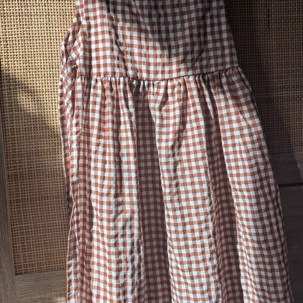 Brown and White Gingham Dress